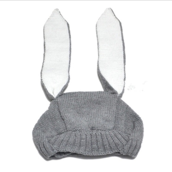 Baby/Toddler Gray Knit Bunny Beanie with Long Ears - Picture 4 of 8
